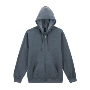 GILDAN SOFTSTYLE cipz�ras kapucnis pol�rpul�ver, Dark Heather