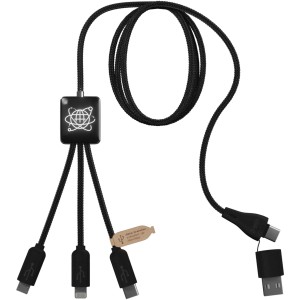 SCX C45 5-in-1 rPET adatkábel, fekete (vezeték, elosztó, adapter, kábel)