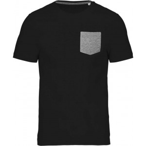 Kariban zsebes pl organikus pamut, Black/Grey Heather (T-shirt, pl, 90-100% pamut)