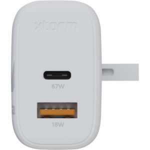 Xtorm XEC067G GaN2 Ultra fali töltő, 67 W, UK csatlakozóval, fehér (vezeték, elosztó, adapter, kábel)
