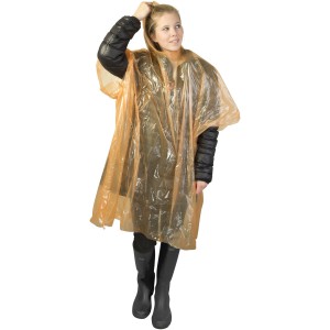Ziva eldobható esőponcsó tasakkal, narancs (esőkabát)